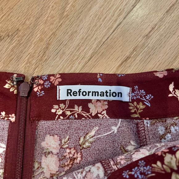 Reformation Mini A-Line Floral Flounce Skirt Size 6 - Picture 6 of 8